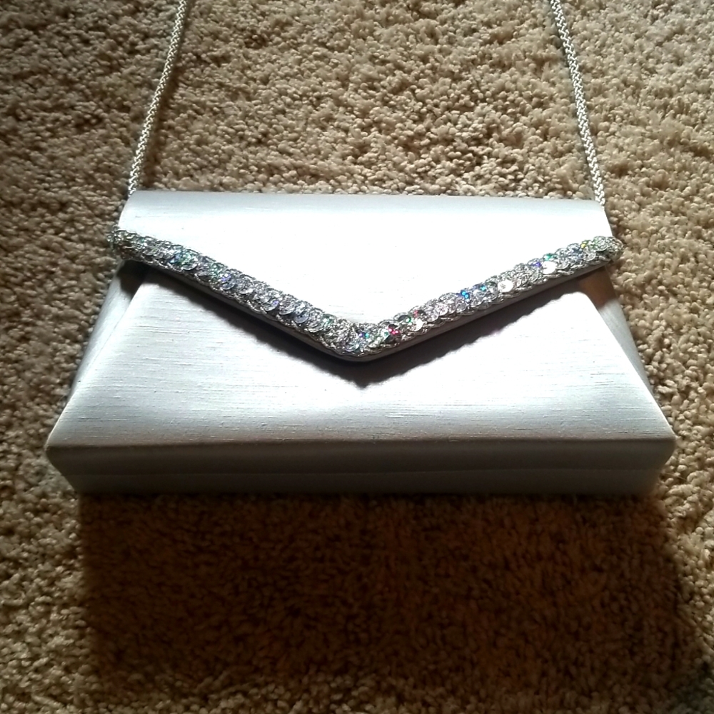 Valerie Steven's silver embellished purse